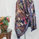 Navy Blue Darbar Pure Pashmina Shawl with Thread and Tilla Jaal Hand Embroidery