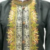 Tilla and Thread Machine Embroidered Art Raw Silk Jacket: Black Front