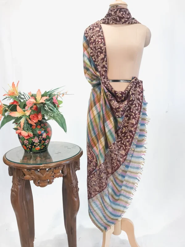 Multi Coloured Pure Pashmina Shawl With Sozni hand Embroidery