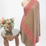 Beige Pure Pashmina Shawl With Sozni Hand Embroidery