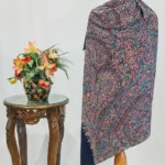 Prussian Blue Pure Pashmina Shawl With Paper Mache Jamawar Hand Embroidery