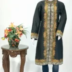 Tilla and Thread Machine Embroidered Coat: Black