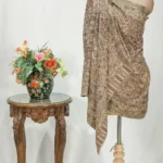 Natural Fine Wool Stole: Shades of Maroon, Green and Yellow