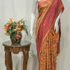 Yellow and Pink Modal Silk Kani Saree with Floral Pallu Design