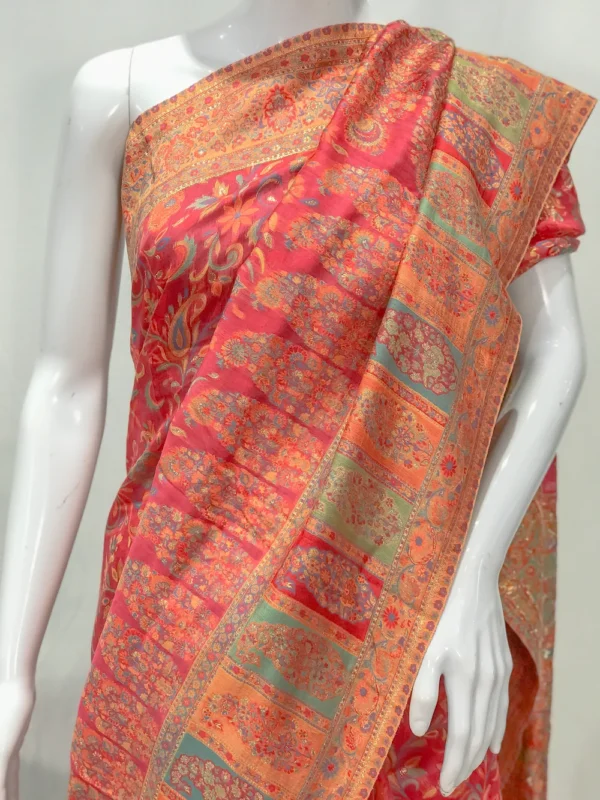 Pink Modal Silk Kani Saree with Floral Pallu Design Front