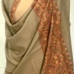 Natural Beige Pure Pashmina Shawl With Sozni Hand Embroidery front