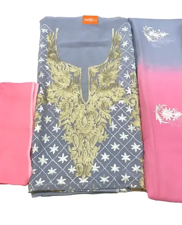 Zari & Aari Fusion Double Shaded Kashmir Woman SuitZari & Aari Fusion Double Shaded Kashmir Woman Suit
