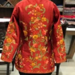 Art Raw Silk Jacket Red with Multi-Color Aari Embroidery