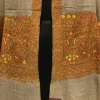 Paisley Embroidered Intricate Sozni Natural Beige Pure Pashmina Shawl