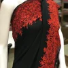 Black Viscose Georgette Aari Embroidered Kashmiri Saree