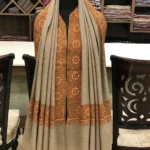 Pure Pashmina Shawl Natural Beige With Sozni hand Embroidery