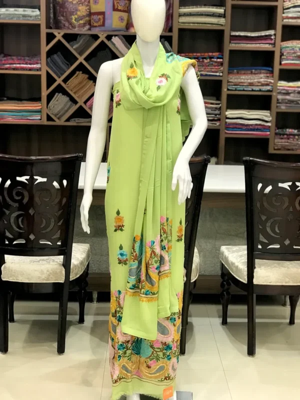 Aari Work Fused with Hand Cut Daana Work Kashmiri Suit