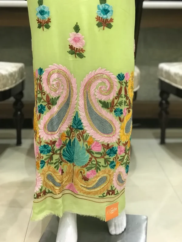 Aari Work Fused with Hand Cut Daana Work Kashmiri Suit