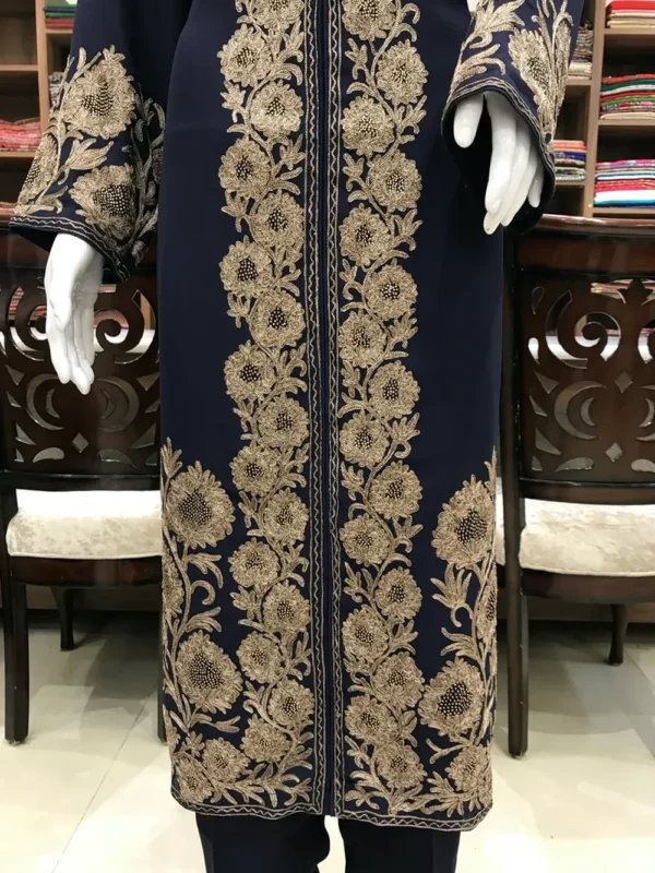 Achkan Style Swarovski and Silk Thread Work Kashmiri Suit