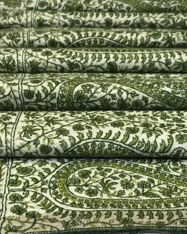 Pure Pashmina Shawl Natural White With Sozni Hand Embroidery