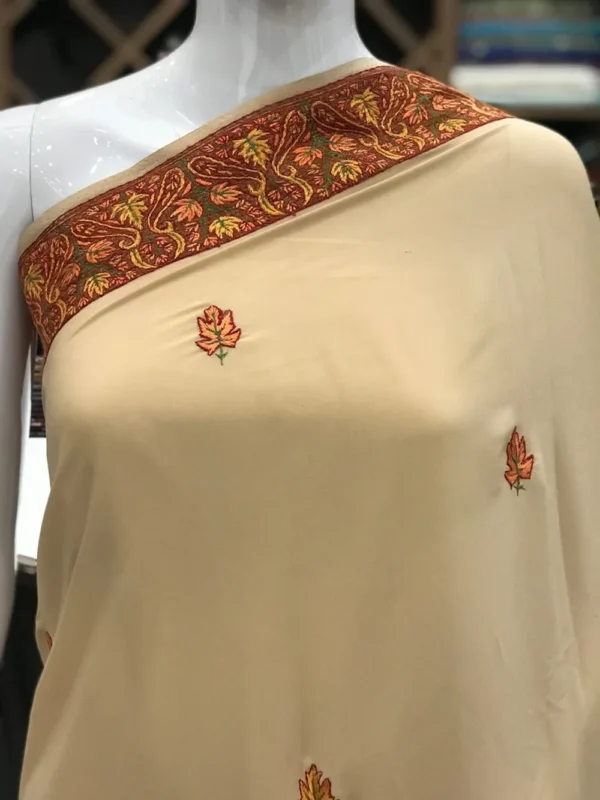 Crepe Sozni Hand Embroidered Kashmiri Saree