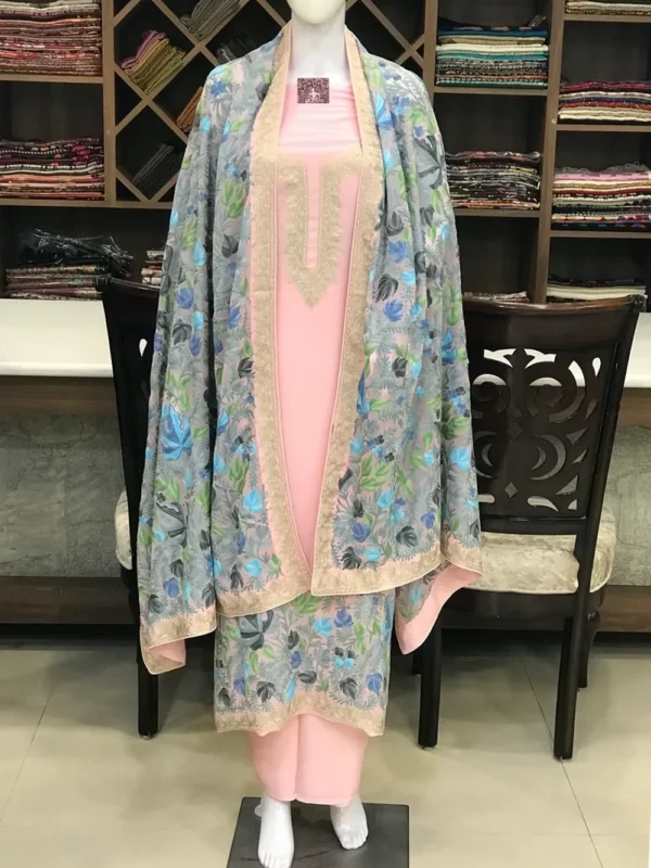 Pink Tilla & Aari Fusion Kashmiri Embroidered Suit