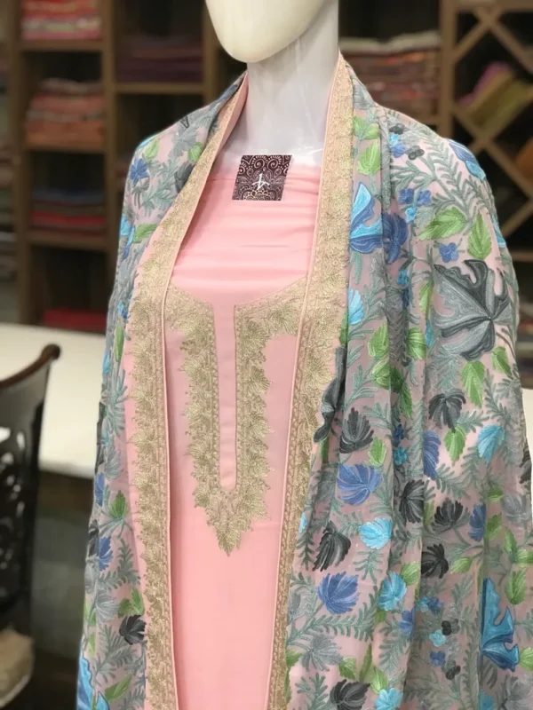Pink Tilla & Aari Fusion Kashmiri Embroidered Suit