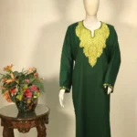 Bottle Green Woollen Phiran with Aari Embroidery