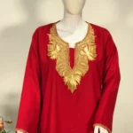 Red Pure Wool Phiran with Tilla Hand Embroidery