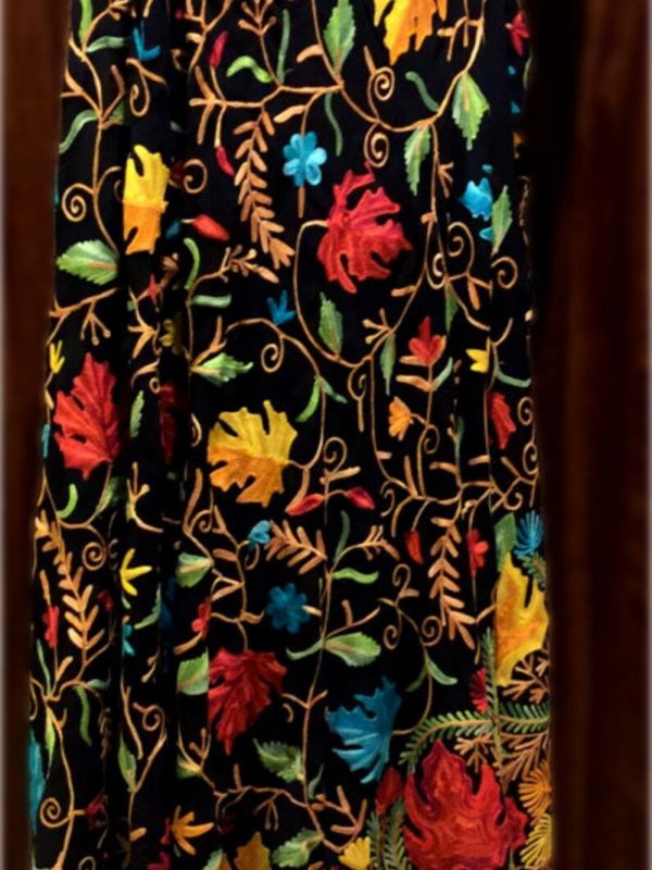Black Viscose Georgette Aari Embroidered Kashmiri Saree
