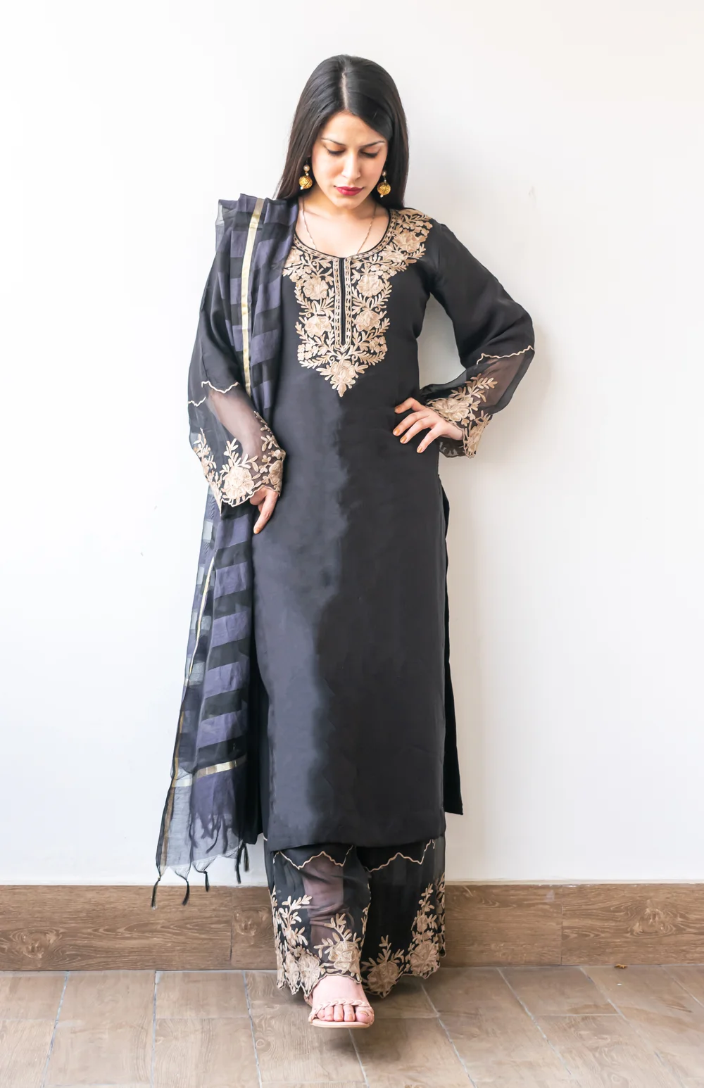 Print Cotton Black Salwar Suit