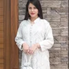 White Kashmiri Aari and Tilla Embroidered Long Coat front