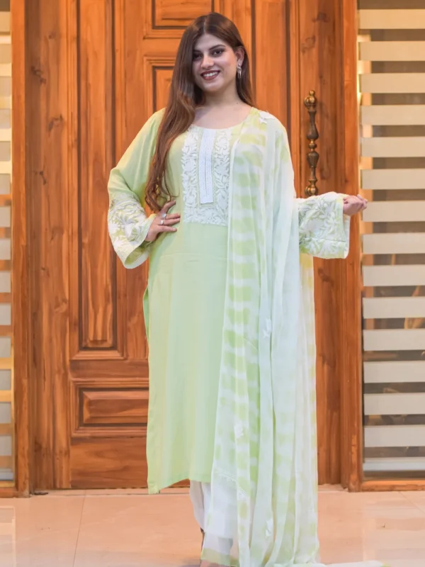 Green Salwar Suit with Kashmiri Aari & Zari Embroidery