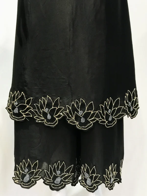 Black Hand Cut Daana Fused With Zardosi Thread Work Crepe Silk Kashmiri Suit