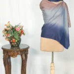 Navy Blue, Sky Blue and Peach Pure Pashmina Ombre Scarf
