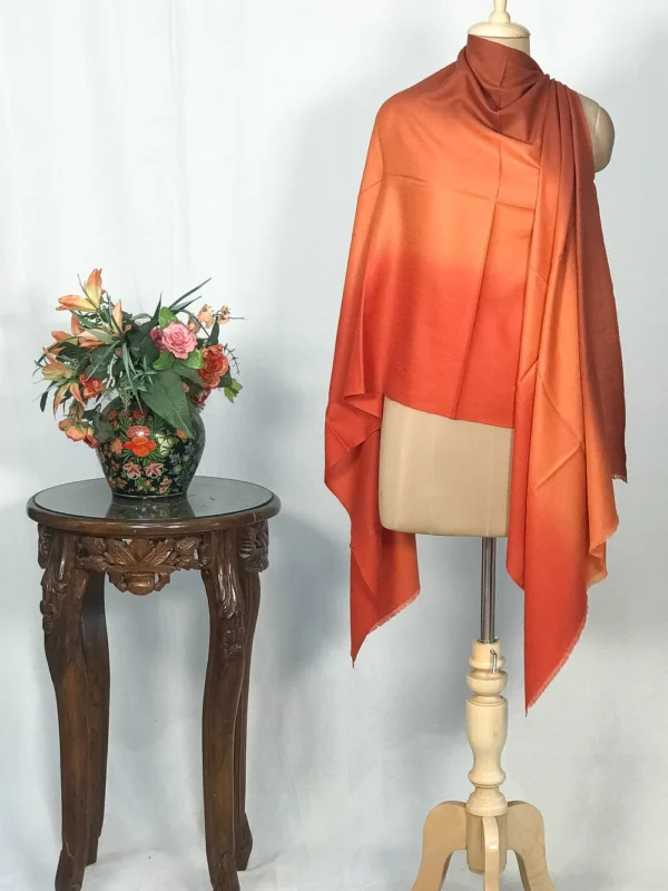 Rust Shades Ombre Pure Pashmina Scarf