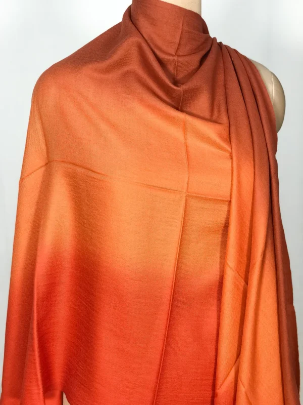 Rust Shades Ombre Pure Pashmina Scarf Front