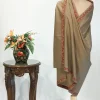 Pure Wool Sandcastle Shawl with Sozni Embroidery