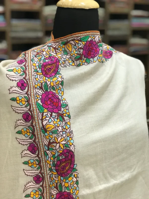 Papier Mache Hand Embroidered Pure Pashmina Scarf