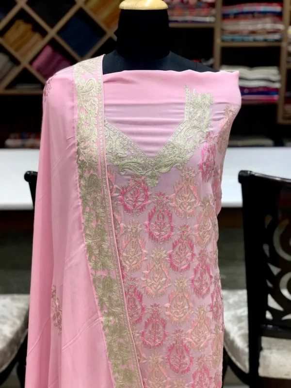 Pink Salwar Suit with Kashmiri Aari & Zari Embroidery Front
