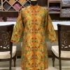 Olive Green Kashmiri Aari Embroidered Long JacketOlive Green Aari Embroidery Art Raw Silk Jacket