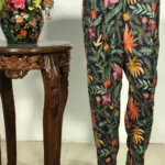 Pure Wool Navy Blue Women Trouser with Aari Embroidery