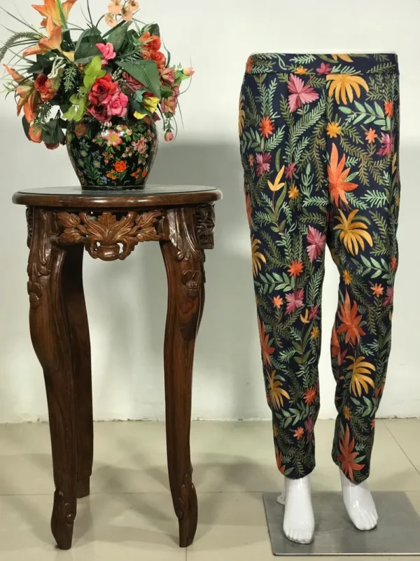 Pure Wool Navy Blue Women Trouser with Aari Embroidery