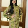 Beige Long Overcoat, Embroidered Coat for Woman