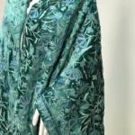 Gloss Velvet Ombre Cape with Aari Work: Jungle Green