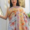Lavender Viscose Georgette Zari & Aari Fusion Embroidered Kashmiri Saree front