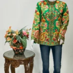 Green Short Jacket With Kashmiri Anarkali Style Paisley Embroidery