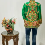 Green Short Jacket With Kashmiri Anarkali Style Paisley Embroidery front