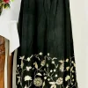Black Women Sharara Pants with Aari and Tilla Embroidery front