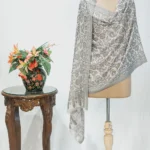Off-White Pashmina Stole With Moss Grey Kani Weaves and Swarovski Detailing