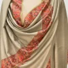 Natural Pure Pashmina Shawl With Sozni hand Embroidery front