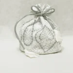 Georgette Zari and Aari Jaal Embroidered White Potli Bag