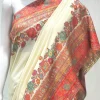 Cream Modal Silk Kani Saree with Floral Design front