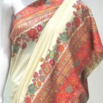 Cream Modal Silk Kani Saree with Floral Design front