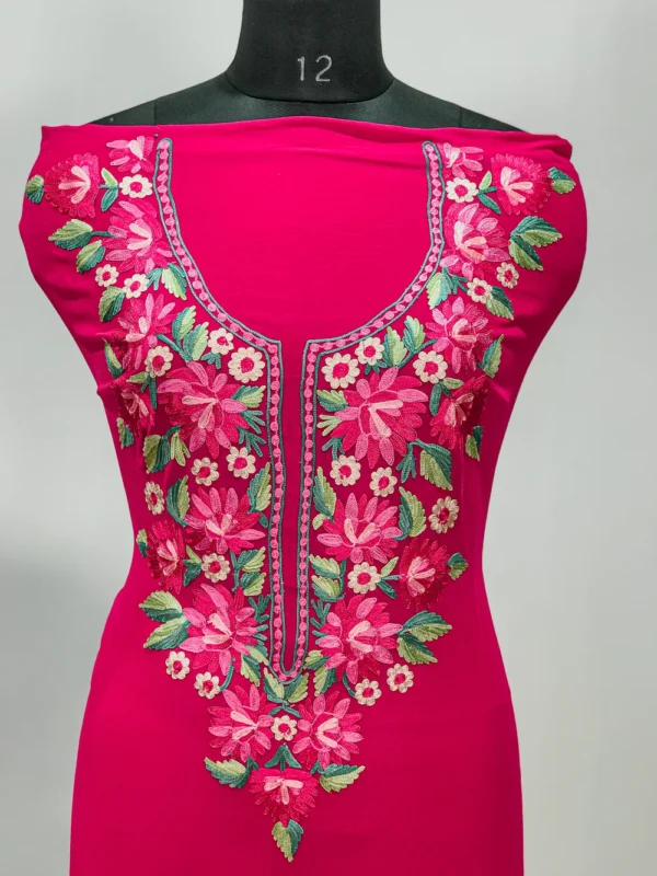 Magenta Pink Salwar Suit with Kashmiri Aari Embroidery front